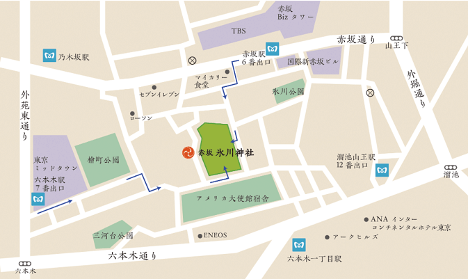 赤坂氷川神社のマップ